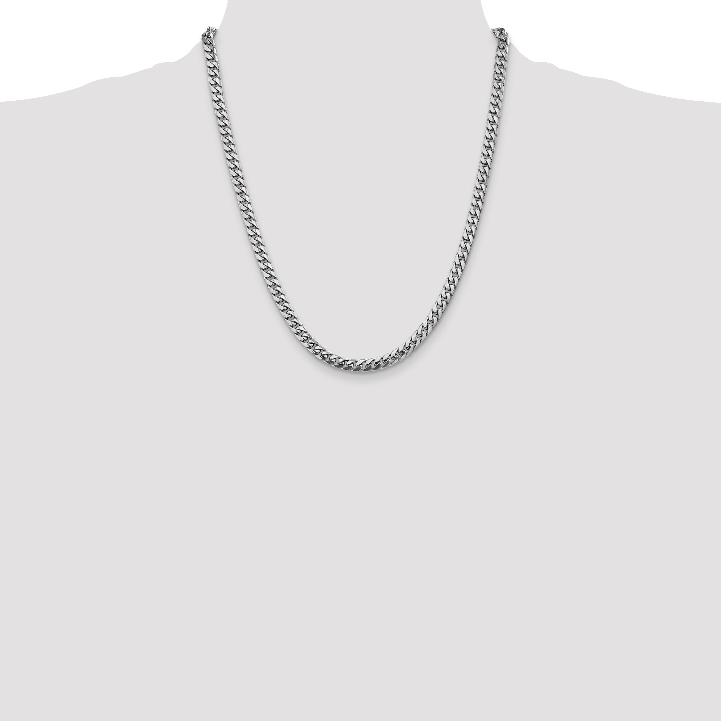 14K White Gold 22 Inch 5mm Solid Miami Cuban Link With Lobster Clasp Chain Necklace