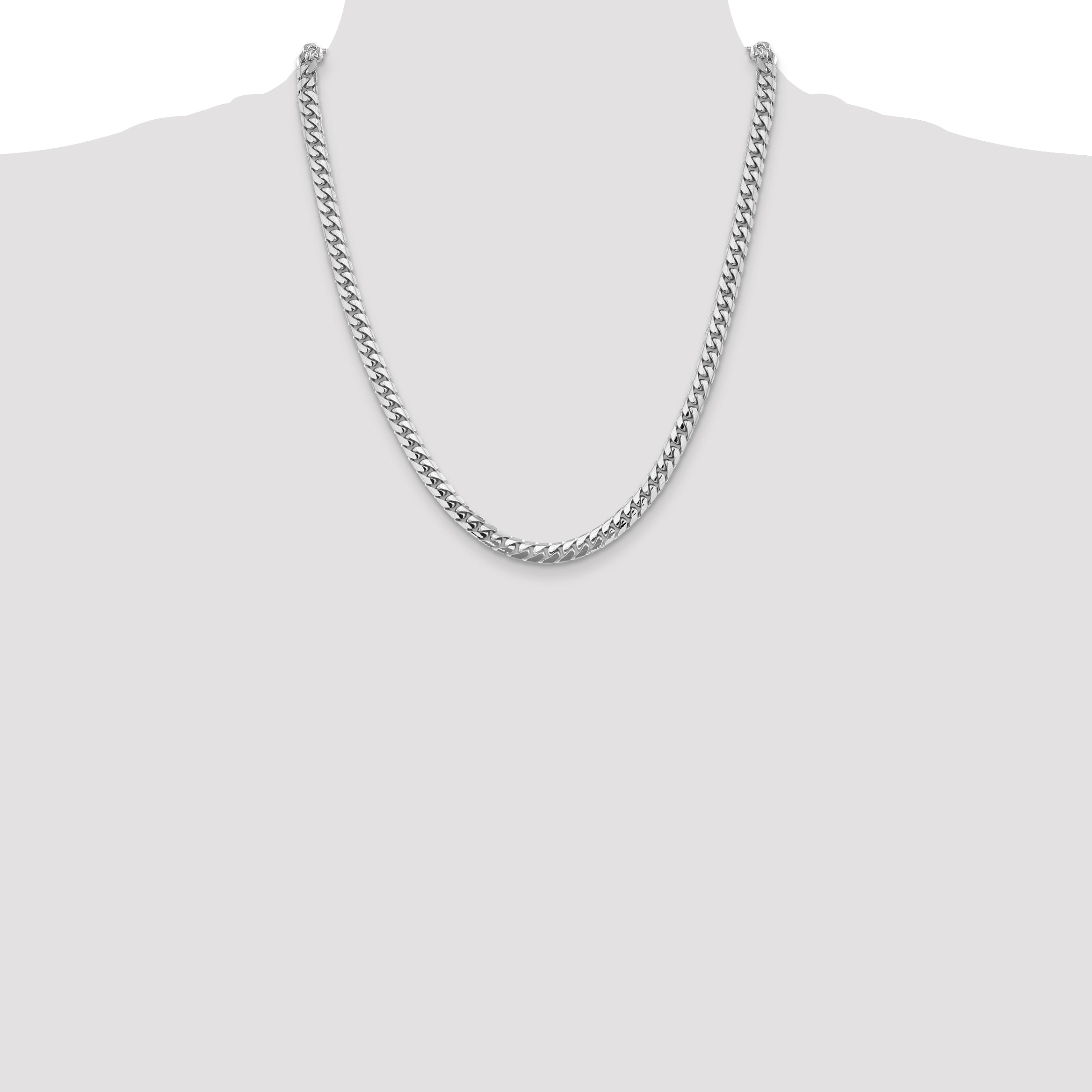 14K White Gold 22 Inch 5.5mm Solid Miami Cuban Link With Lobster Clasp Chain Necklace