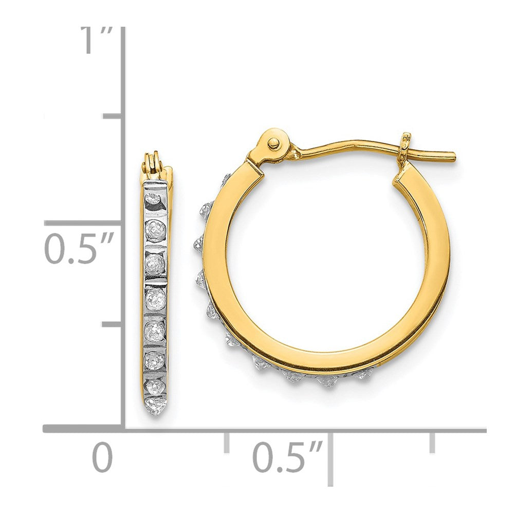14K Yellow Gold Diamond Fascination Small Hinged Hoop Earrings