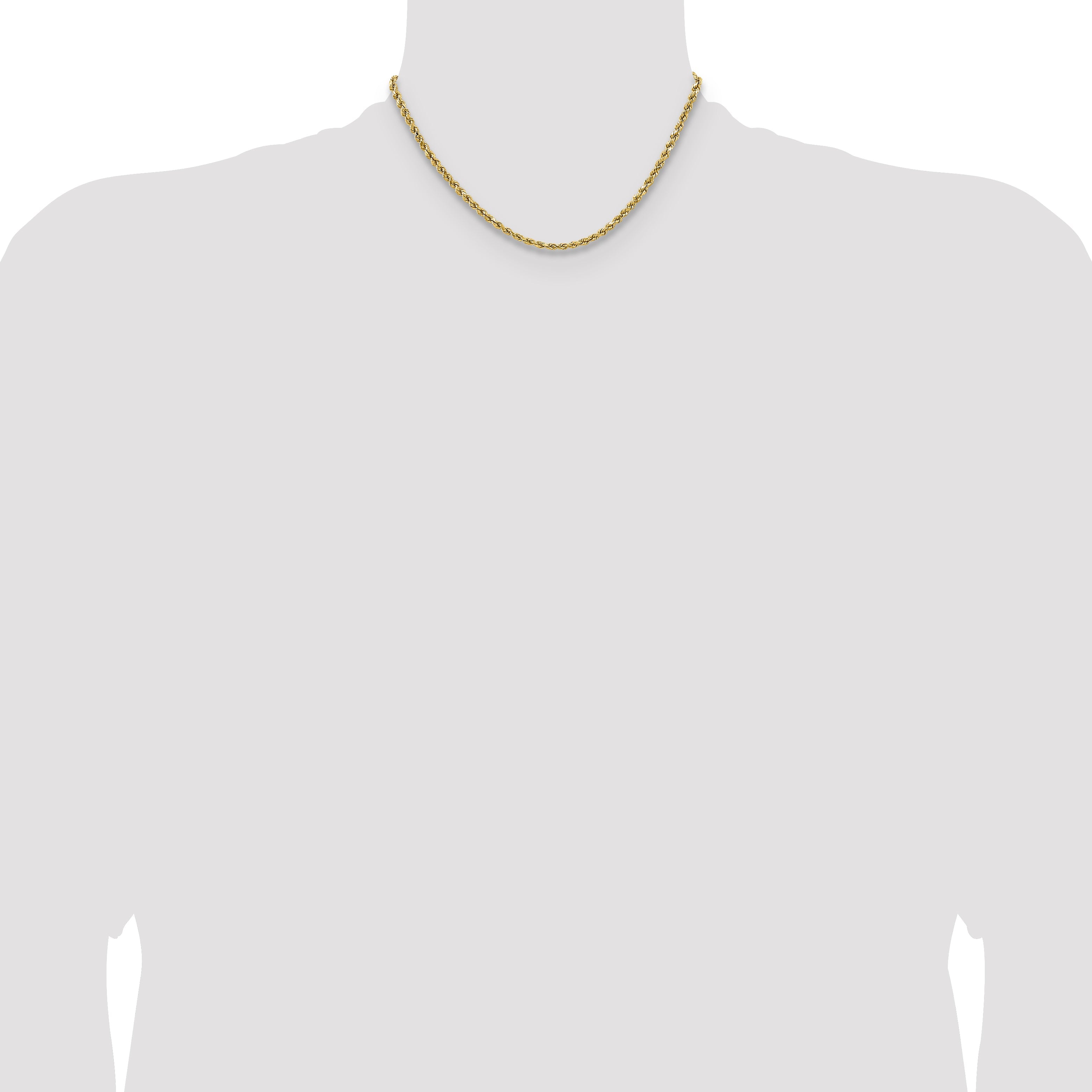 14K Yellow Gold 16 Inch 3.5mm Semi Solid Diamond-Cut Rope With Lobster Clasp Chain Necklace