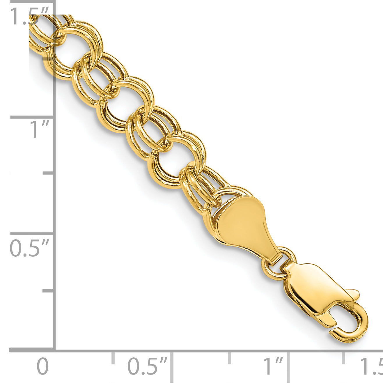 7 Inch 14K Hollow Double Link Charm Bracelet