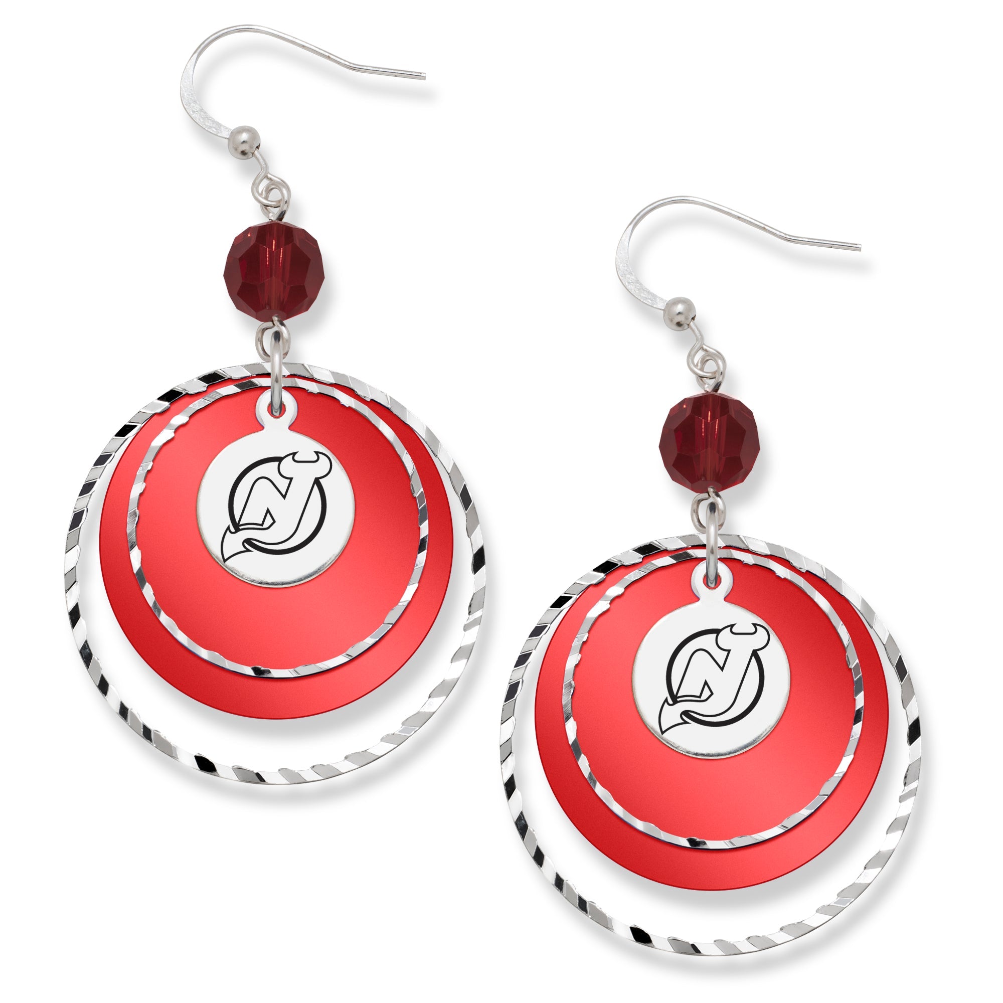 Brass/White New Jersey Devils Game Day Earrings