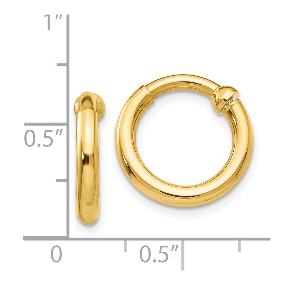 14K Yellow Gold Non-Pierced Hoop Earrings