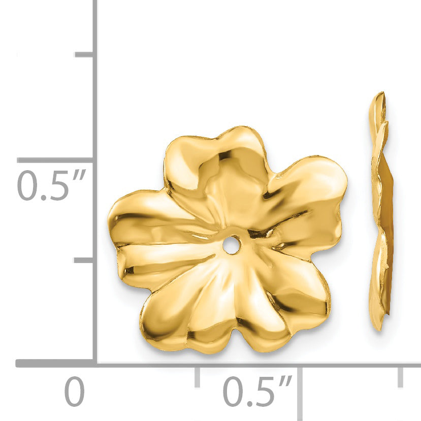 14K Yellow Gold Polished Floral Earring Jackets