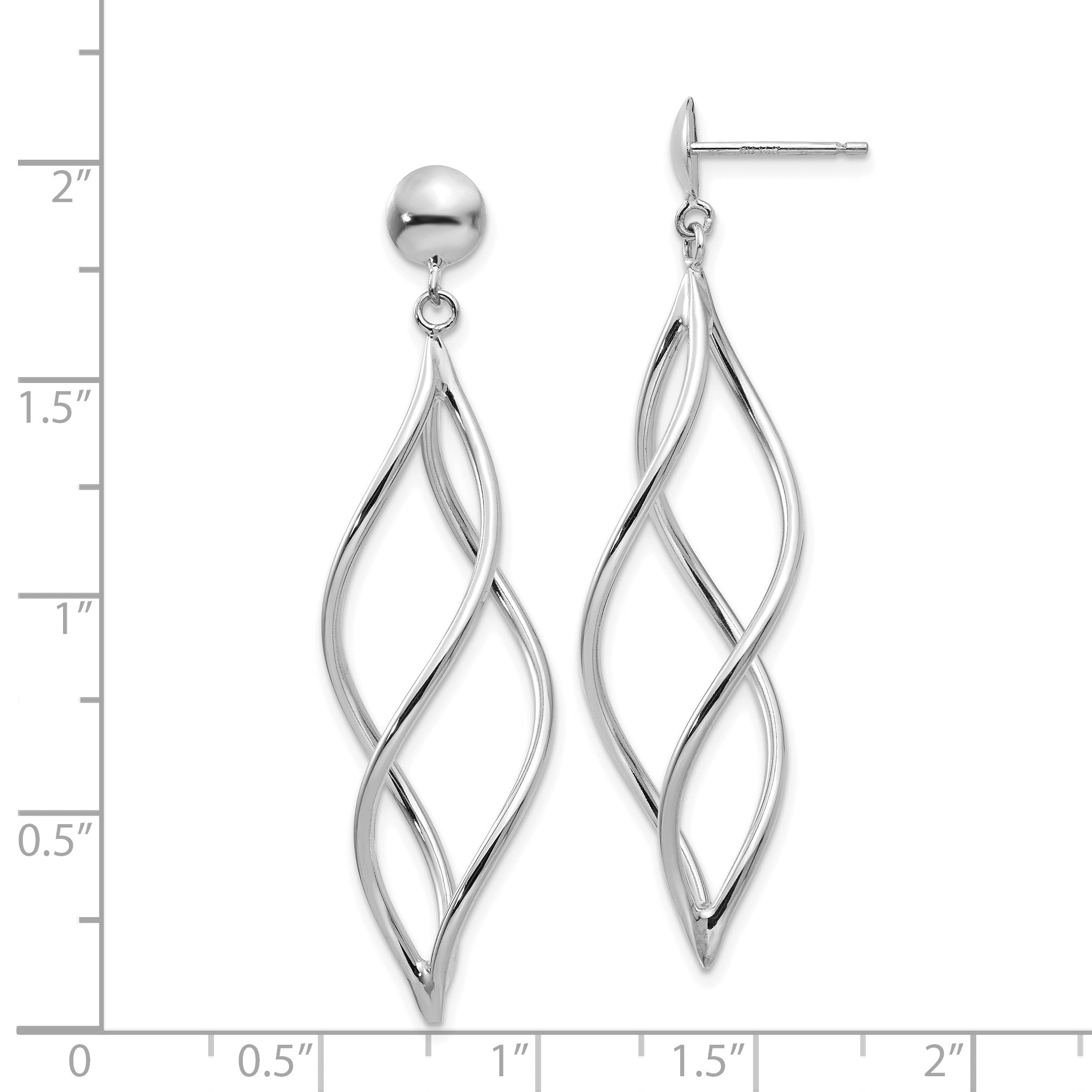 14K White Gold Swirl Dangle Earrings