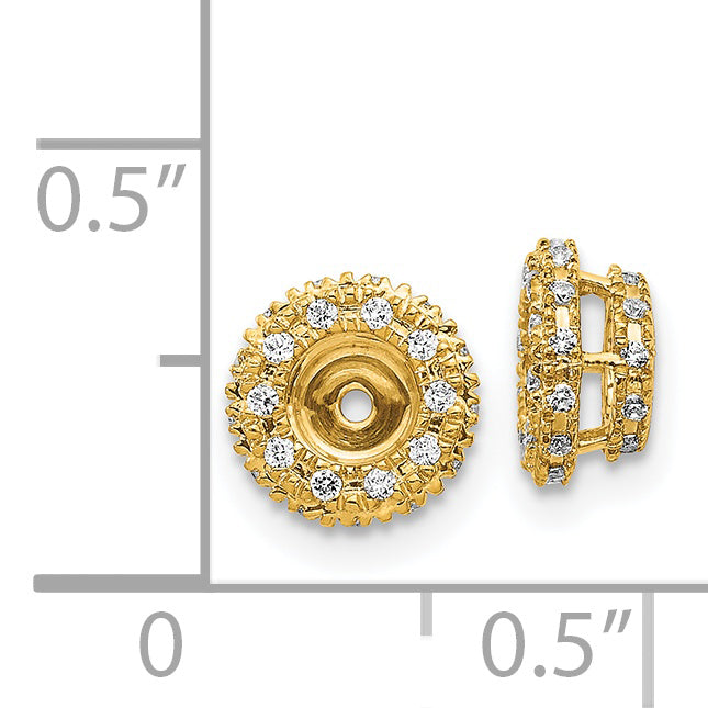 14K Yellow Gold 1/5Ct Diamond Earring Jackets