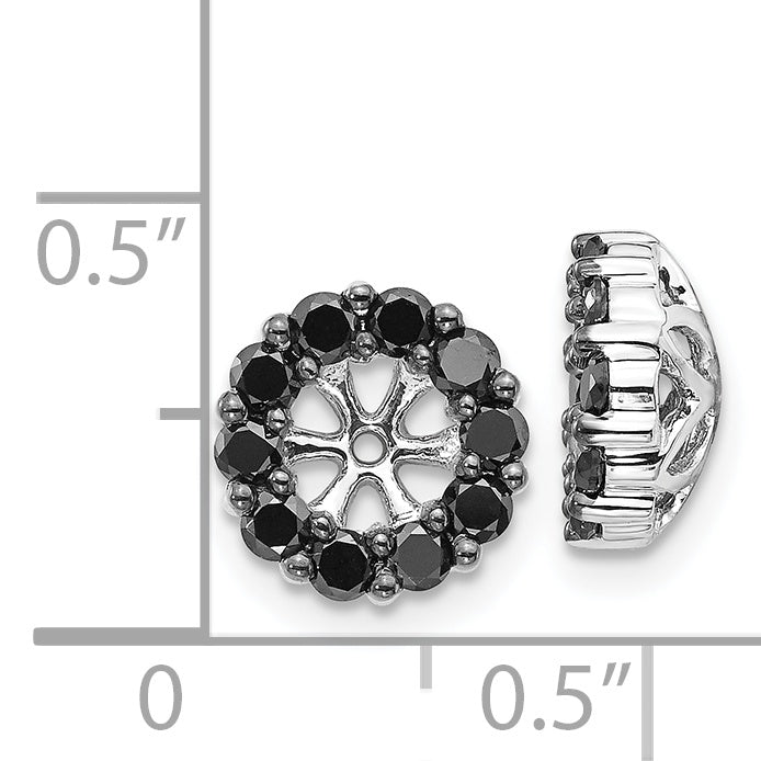 14K White Gold Black Diamond Earring Jackets