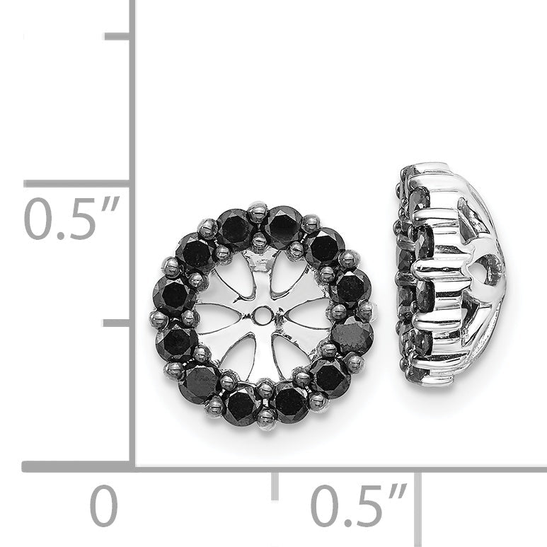 14K White Gold Black Diamond Earring Jackets
