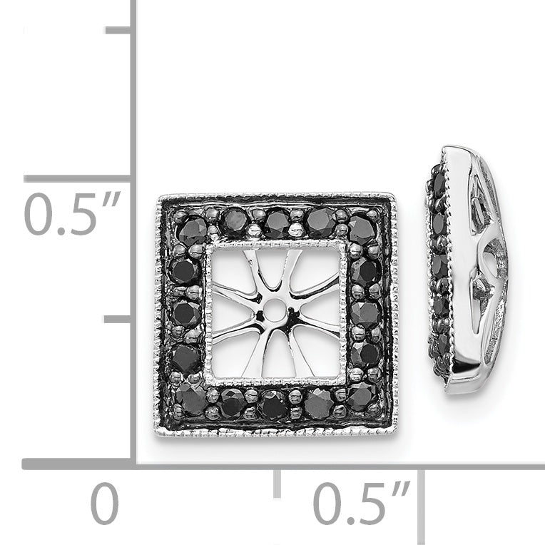 14K White Gold Black Diamond Square Jacket Earrings