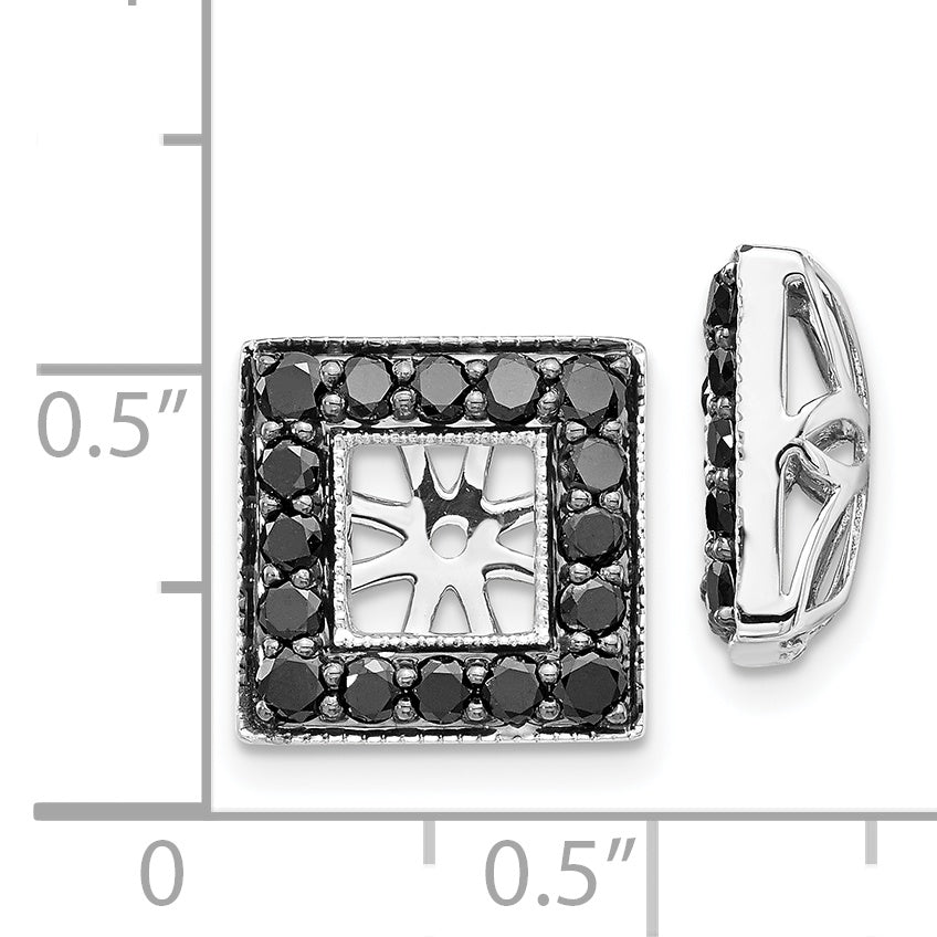 14K White Gold Black Diamond Square Jacket Earrings