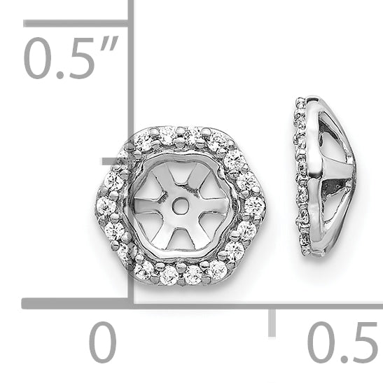 10K White Gold Hexagon Diamond Earring Jackets