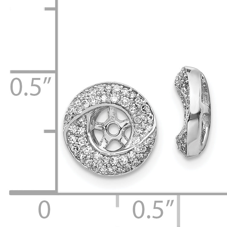 14K White Gold Diamond Round Earring Jackets