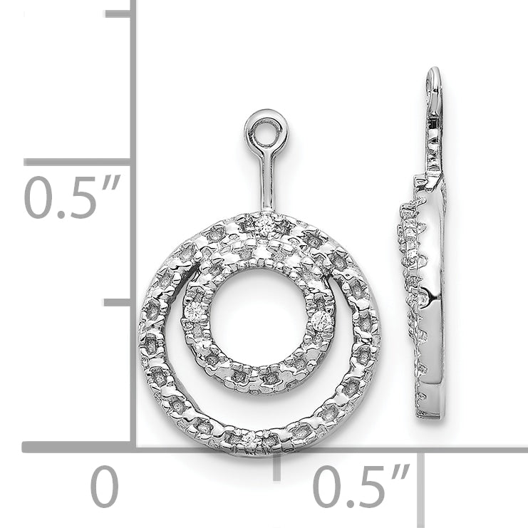 10K White Gold Double Circle Diamond Earring Jackets