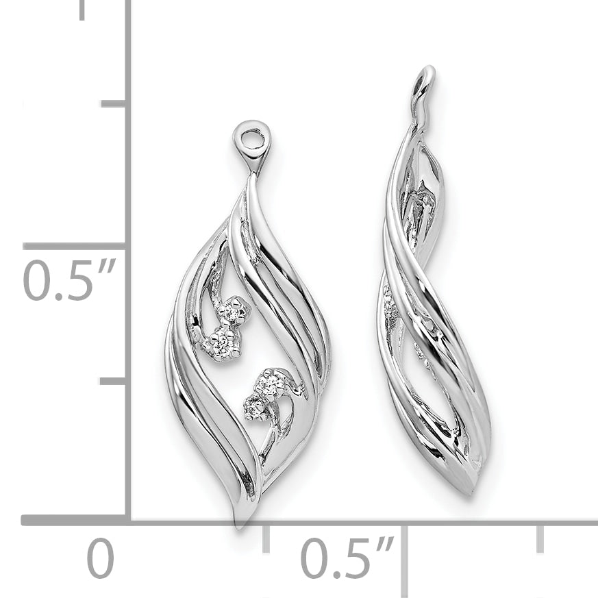 10K White Gold Fancy Twisted Diamond Earring Jackets