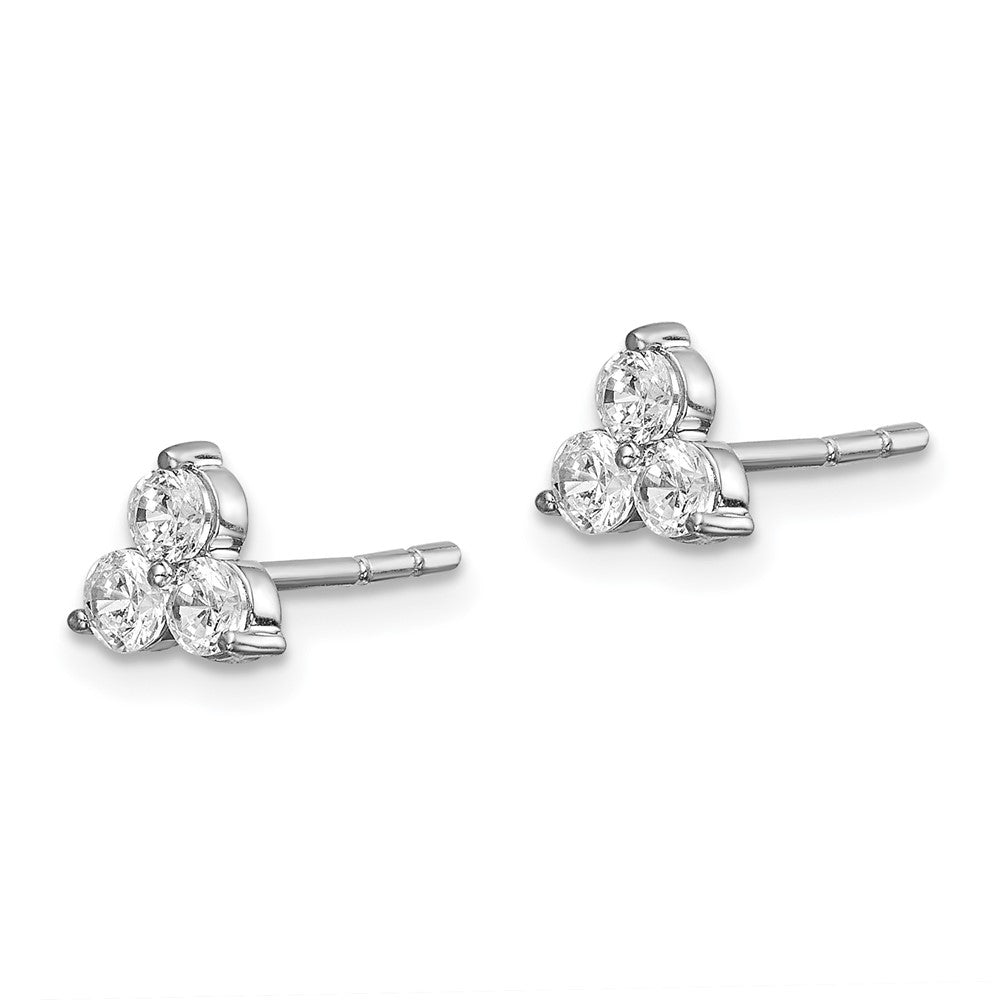 14K White Gold True Origin 1/2 Carat Lab Grown Diamond Vs Def Three Stone Post Stud Earrings