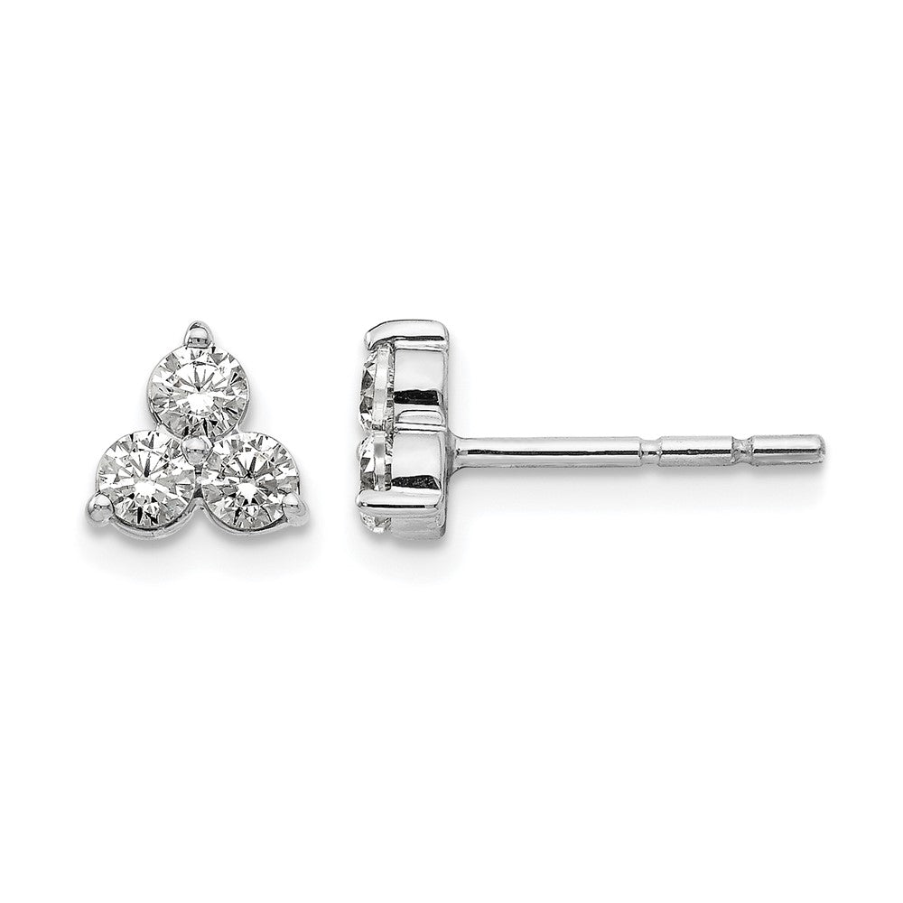 14K White Gold True Origin 1/2 Carat Lab Grown Diamond Vs Def Three Stone Post Stud Earrings