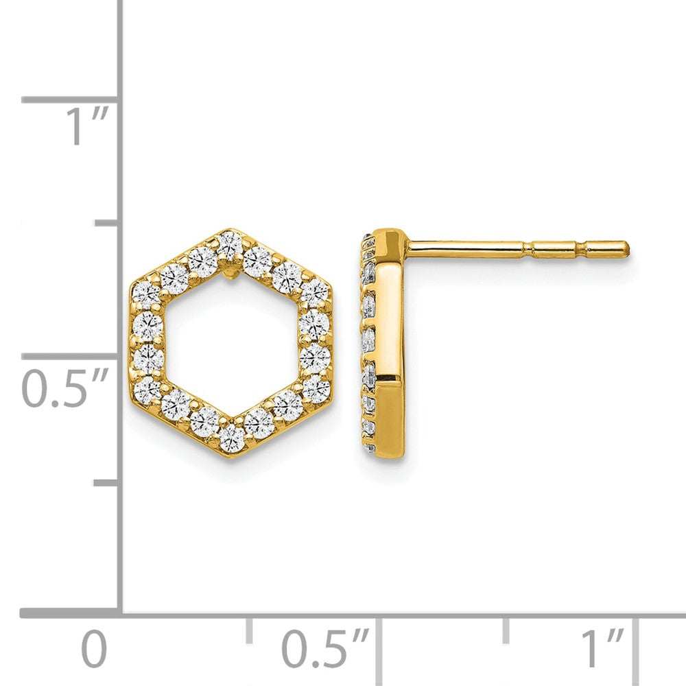 14K Yellow Gold True Origin 1/2 Carat Lab Grown Diamond Vs Def Hexagon Post Earrings