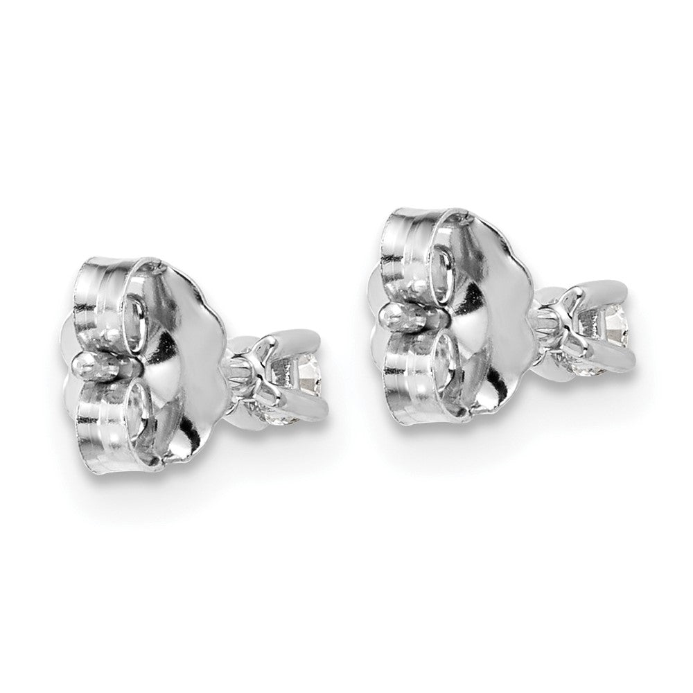 14K White Gold 1/10 Ctw Lab Grown Diamond Vs+ F+ Round 4 Prong Heavy Wt. Stud Earrings