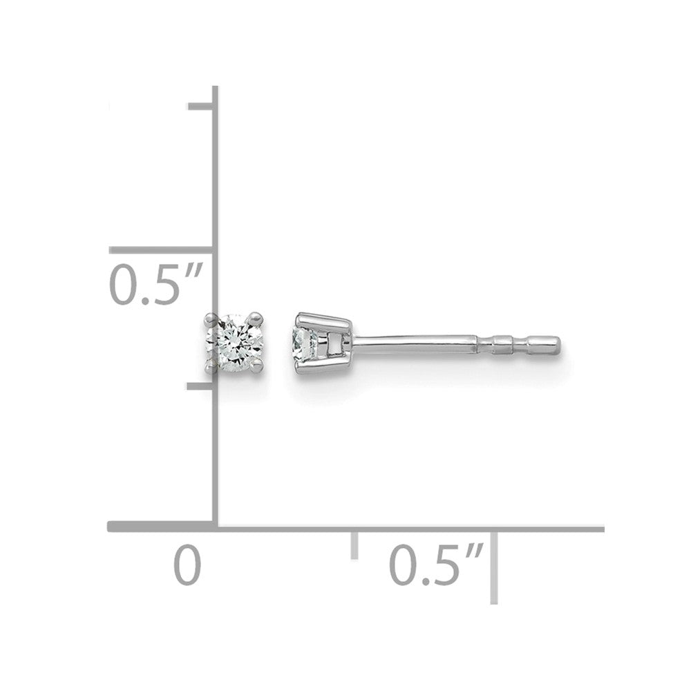 14K White Gold 1/10 Ctw Lab Grown Diamond Vs+ F+ Round 4 Prong Heavy Wt. Stud Earrings