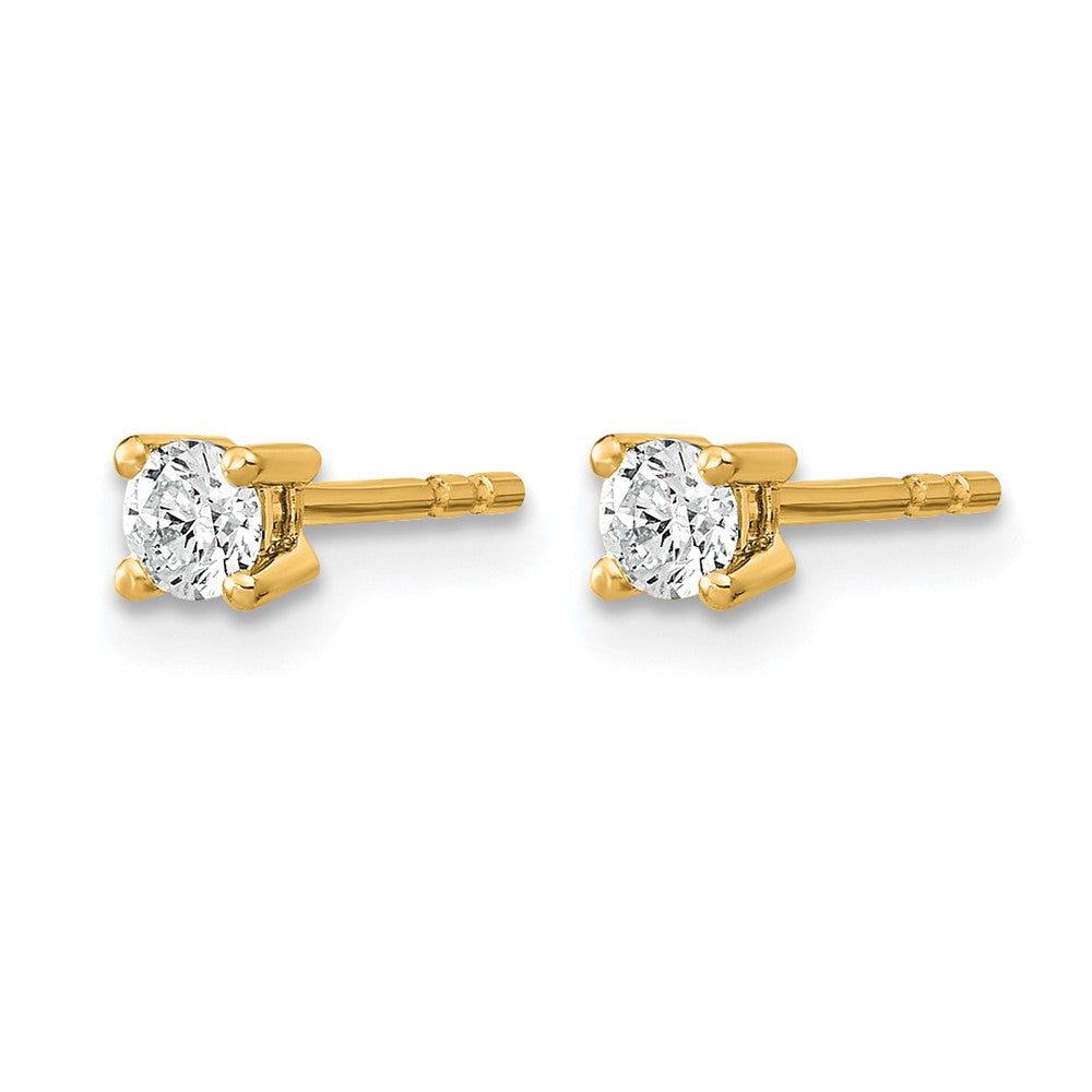 14K Yellow Gold 1/10 Ctw Lab Grown Diamond Vs+ F+ Round 4 Prong Heavy Wt. Stud Earrings