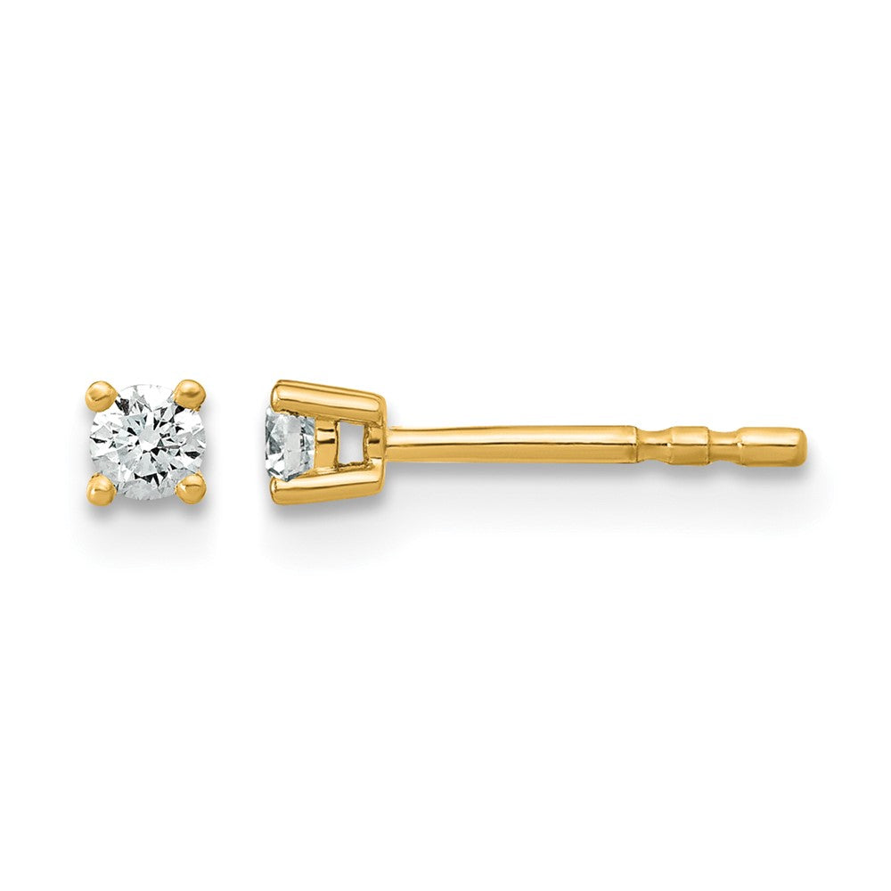 14K Yellow Gold 1/10 Ctw Lab Grown Diamond Vs+ F+ Round 4 Prong Heavy Wt. Stud Earrings