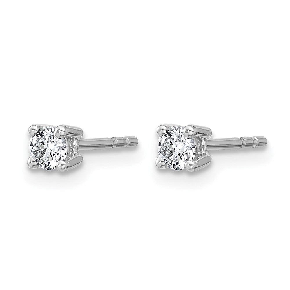14K White Gold 1/4 Ctw Certified Lab Grown Diamond Vs+ F+ Round 4 Prong Heavy Wt. Stud Earrings
