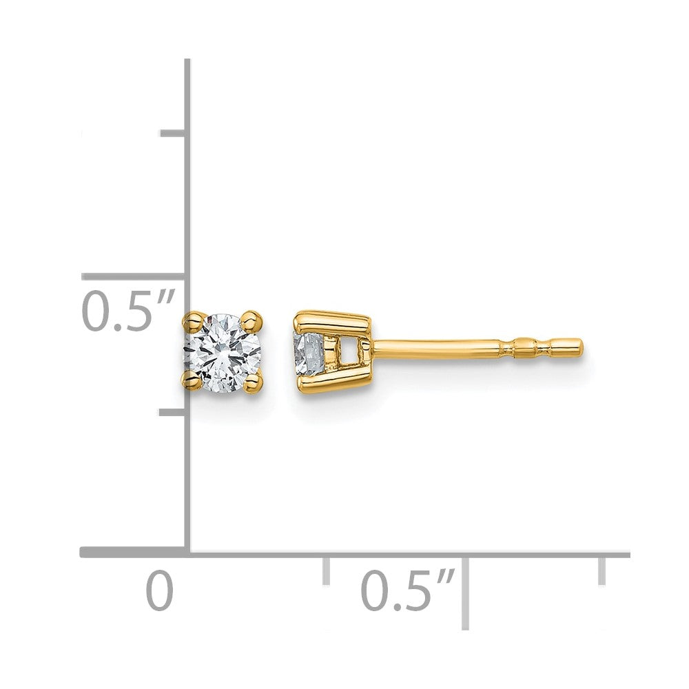 14K Yellow Gold 1/3 Ctw Lab Grown Diamond Vs+ F+ Round 4 Prong Heavy Wt. Stud Earrings
