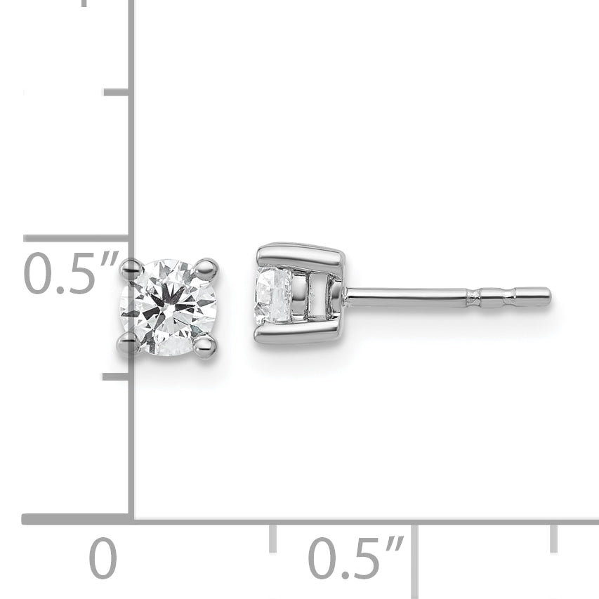 14K White Gold 1/2 Ctw Certified Lab Grown Diamond Vs+ F+ Round 4 Prong Heavy Wt. Stud Earrings