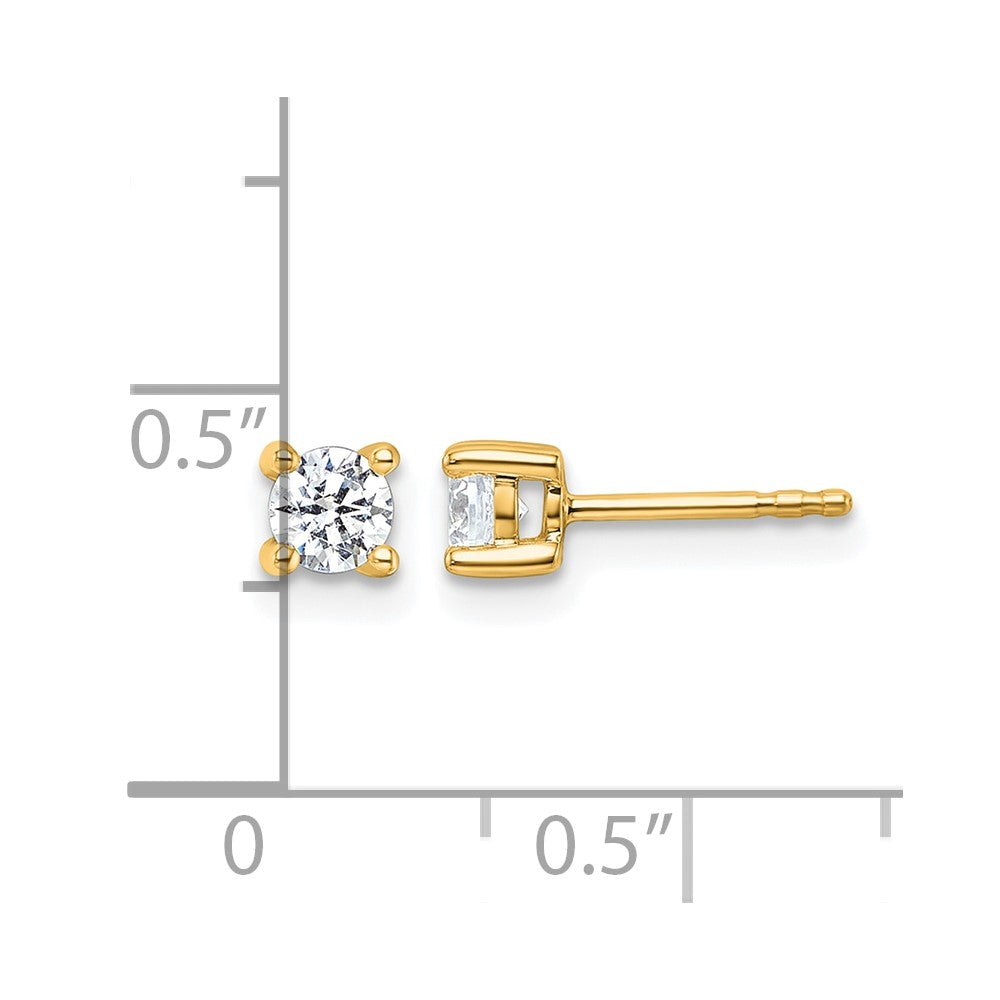 14K Yellow Gold 1/2 Ctw Lab Grown Diamond Vs+ F+ Round 4 Prong Heavy Wt. Stud Earrings