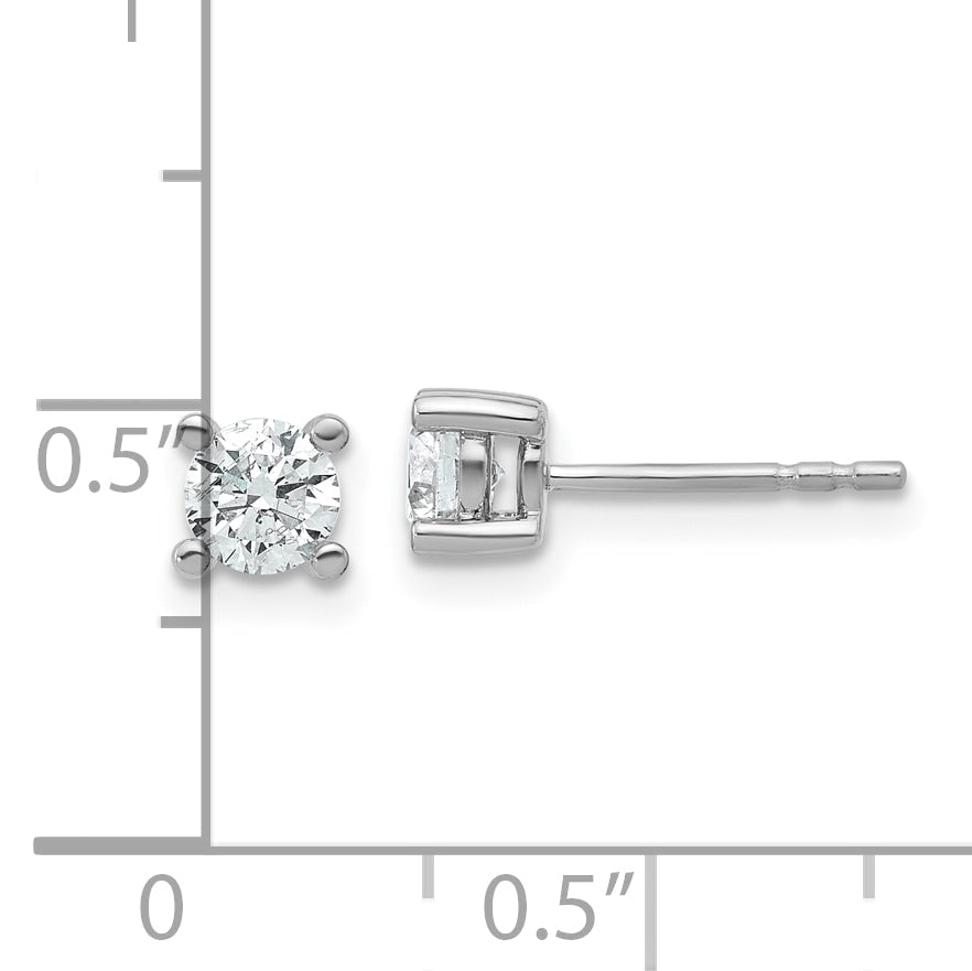 14K White Gold 2/3 Ctw Lab Grown Diamond Vs+ F+ Round 4 Prong Heavy Wt. Stud Earrings