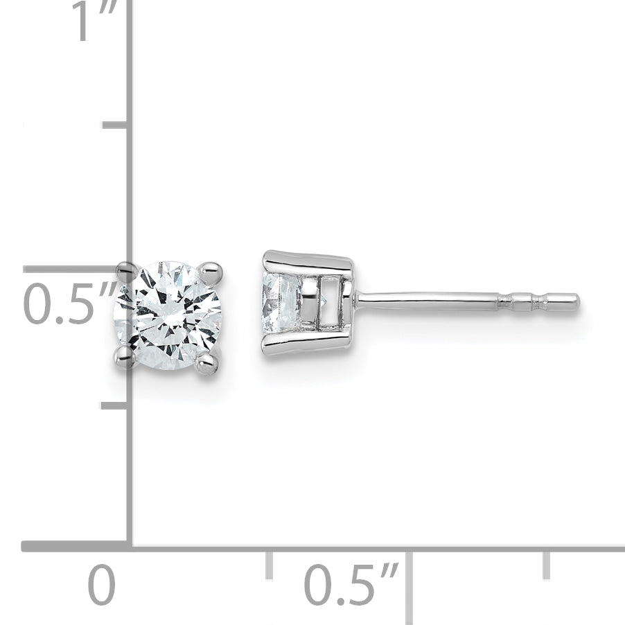 14K White Gold 3/4 Ctw Certified Lab Grown Diamond Vs+ F+ Round 4 Prong Heavy Wt. Stud Earrings