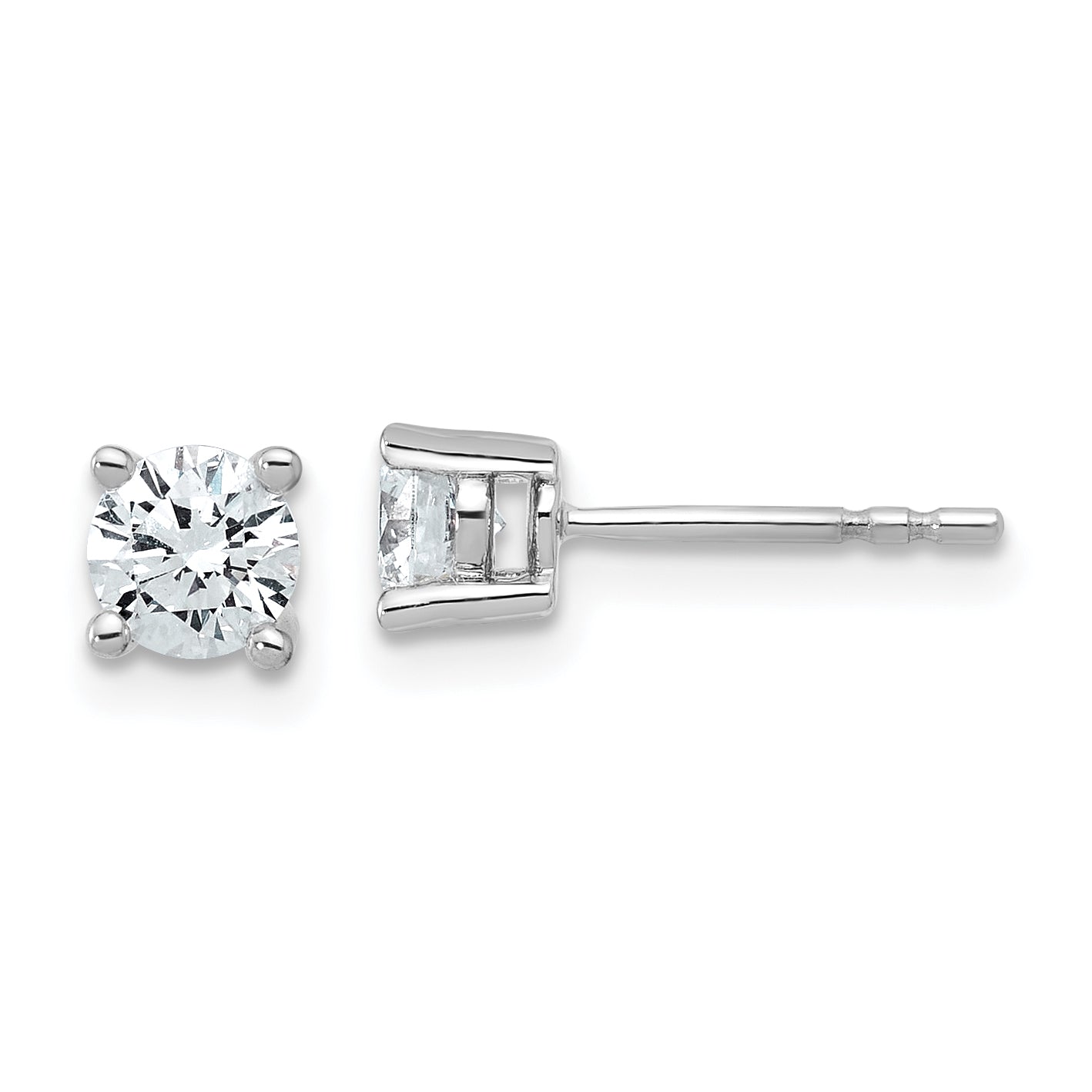 14K White Gold 3/4 Ctw Certified Lab Grown Diamond Vs+ F+ Round 4 Prong Heavy Wt. Stud Earrings