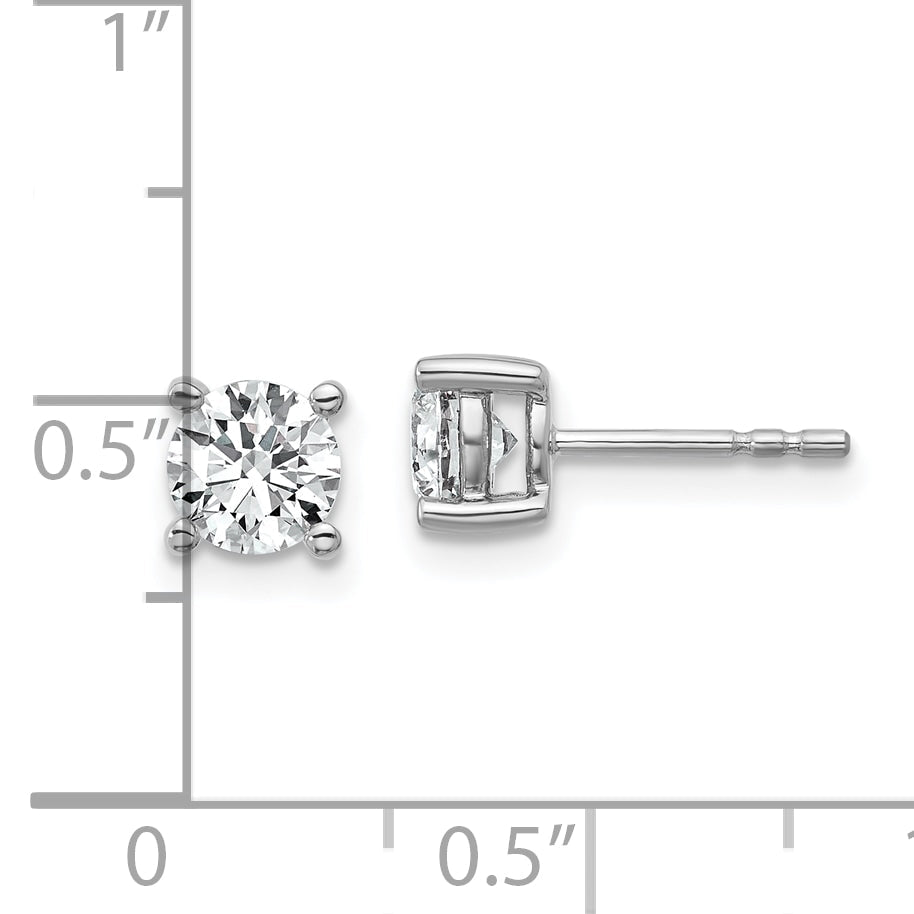14K White Gold 1 Ctw Lab Grown Diamond Vs+ F+ Round 4 Prong Heavy Wt. Stud Earrings