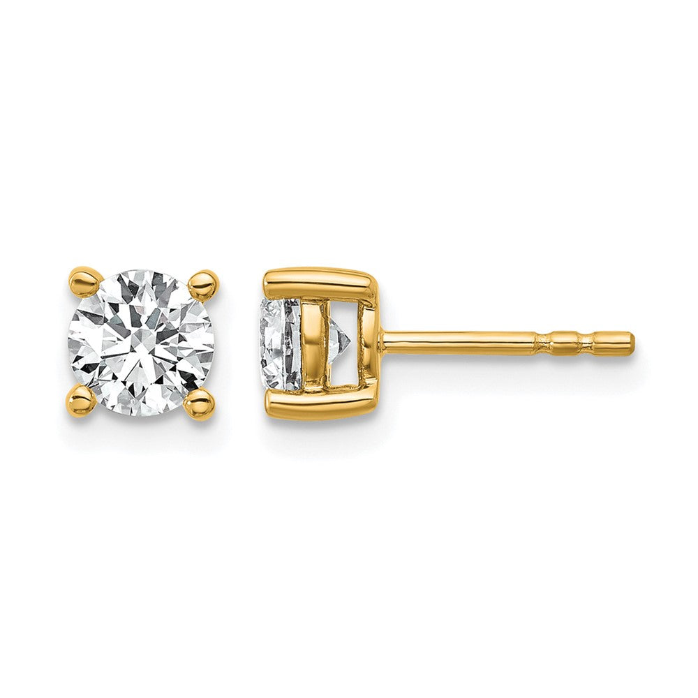 14K Yellow Gold 1 Ctw Certified Lab Grown Diamond Vs+ F+ Round 4 Prong Heavy Wt. Stud Earrings