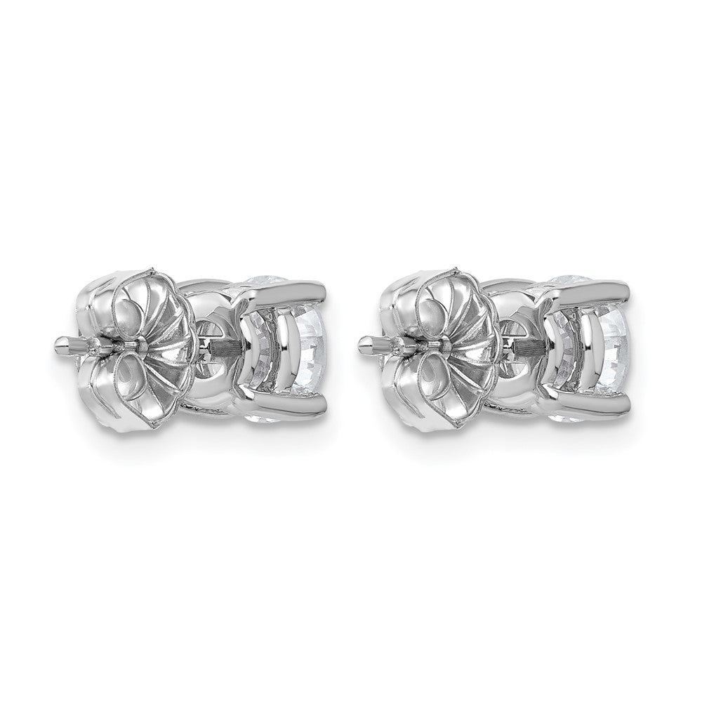 14K White Gold 2 Ctw Lab Grown Diamond Vs+ F+ Round 4 Prong Heavy Wt. Stud Earrings