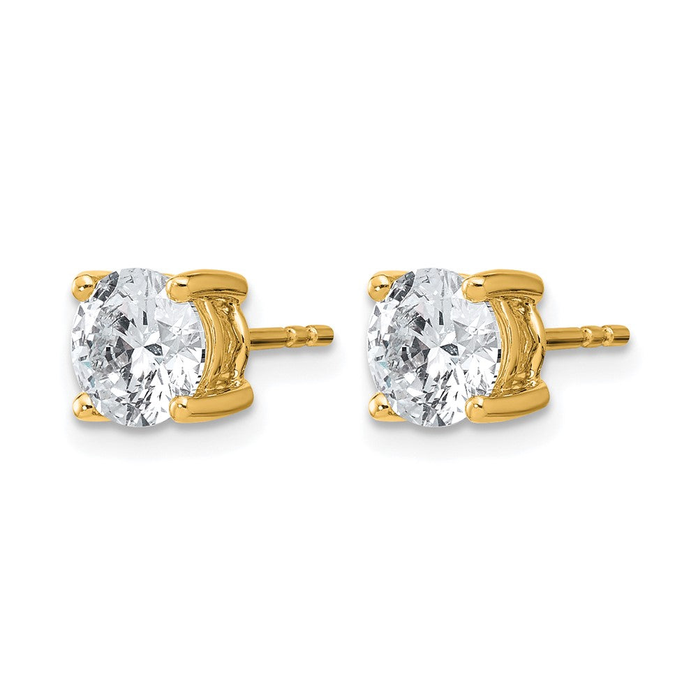 14K Yellow Gold 2 Ctw Certified Lab Grown Diamond Vs+ F+ Round 4 Prong Heavy Wt. Stud Earrings