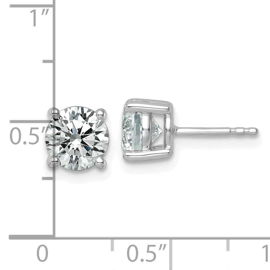 14K White Gold 2 1/2 Ctw Certified Lab Grown Diamond Vs+ F+ Round 4 Prong Heavy Wt. Stud Earrings