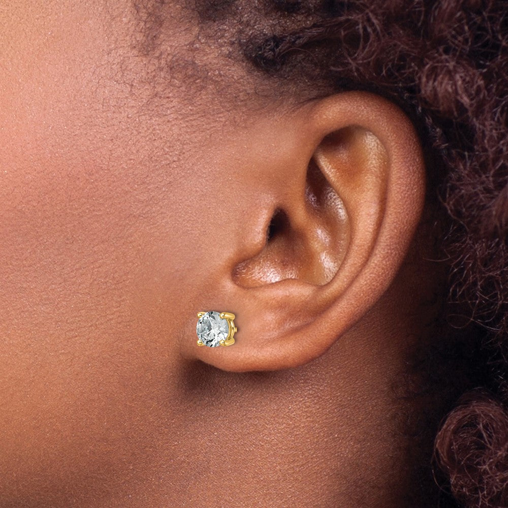 14K Yellow Gold 2 1/2 Ctw Certified Lab Grown Diamond Vs+ F+ Round 4 Prong Heavy Wt. Stud Earrings