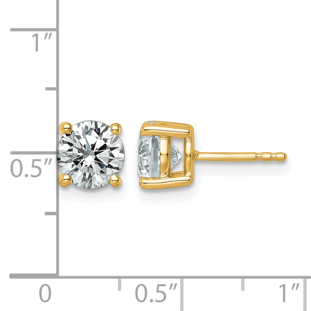 14K Yellow Gold 2 1/2 Ctw Lab Grown Diamond Vs+ F+ Round 4 Prong Heavy Wt. Stud Earrings