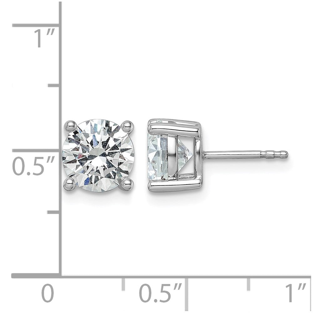 14K White Gold 3 Ctw Certified Lab Grown Diamond Vs+ F+ Round 4 Prong Heavy Wt. Stud Earrings