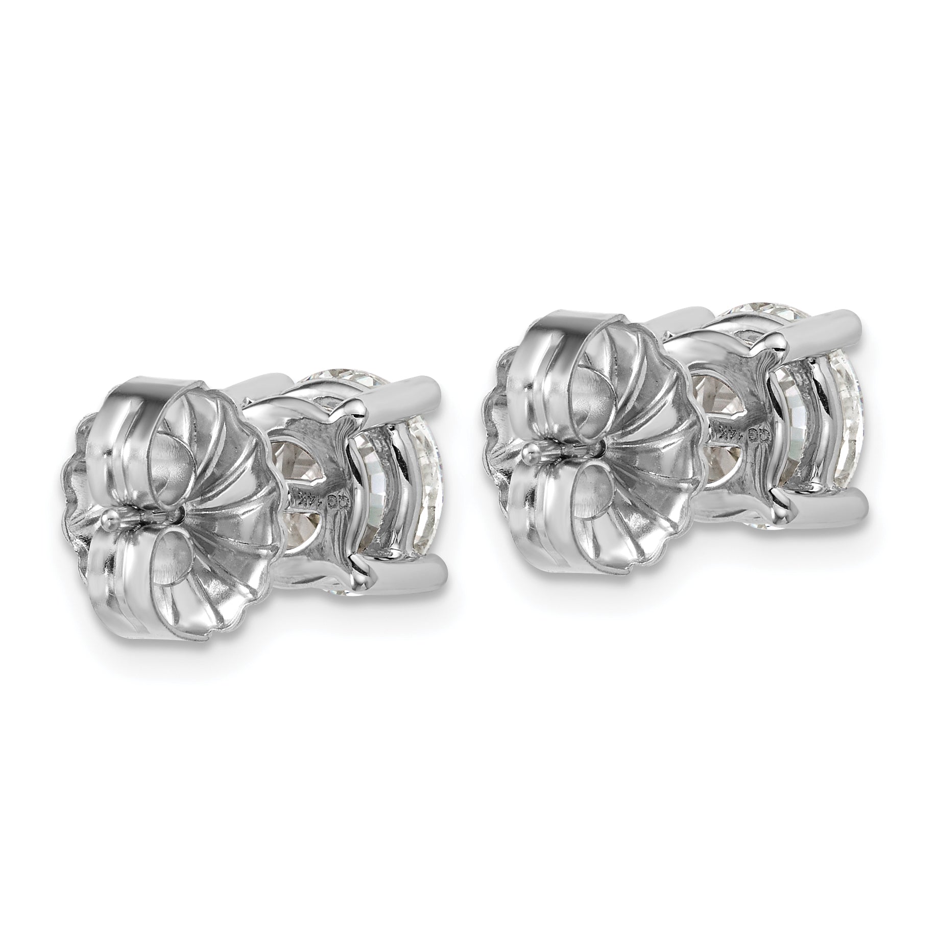 14K White Gold 4 Ctw Lab Grown Diamond Vs+ F+ Round Prong Heavy Wt. Stud Earrings