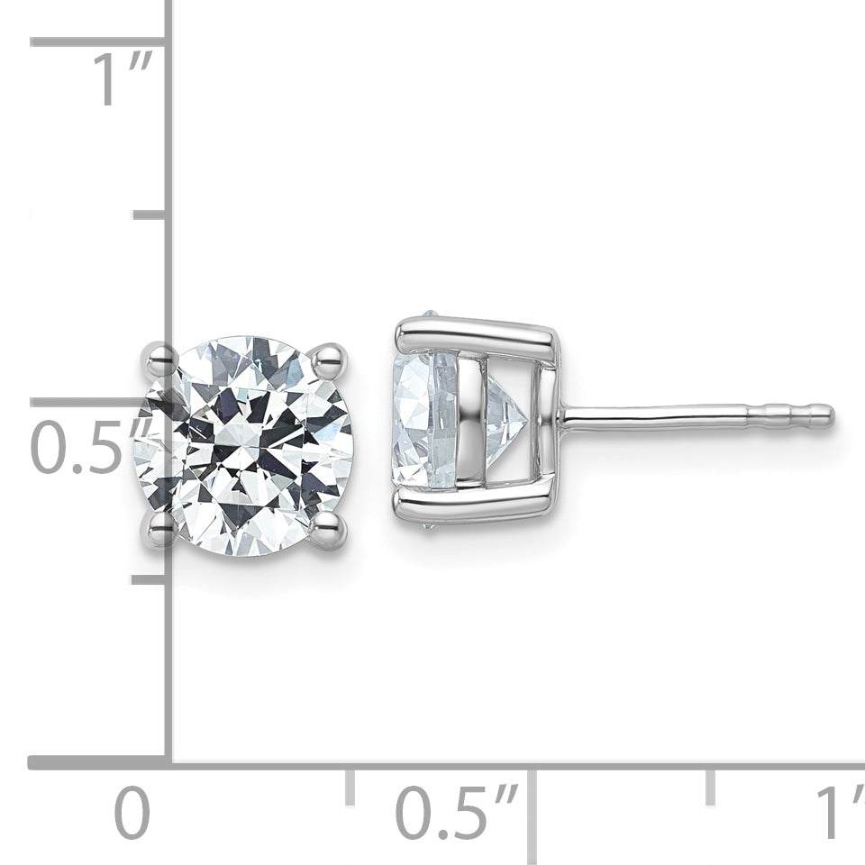 14K White Gold 4 Ctw Lab Grown Diamond Vs+ F+ Round Prong Heavy Wt. Stud Earrings