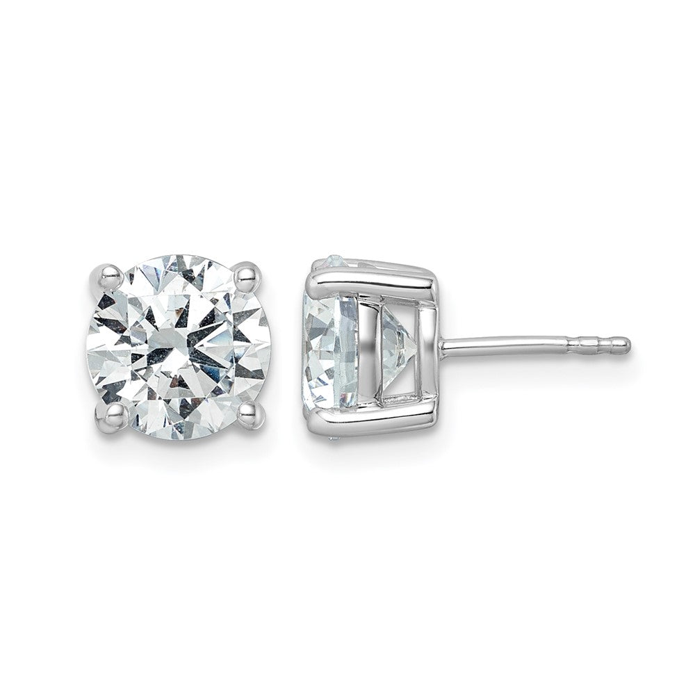 14K White Gold 5 Ctw Certified Lab Grown Diamond Vs+ F+ Round 4 Prong Heavy Wt. Stud Earrings