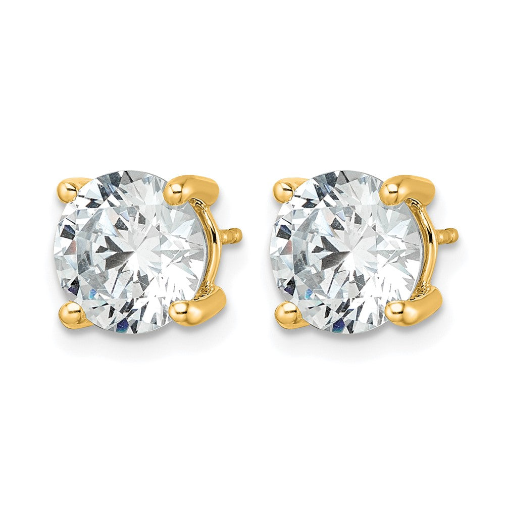 14k Yellow Gold White 5 Ct. Certified Lab Grown Diamond VS+ F+ Round Four Prong Stud Post Earrings