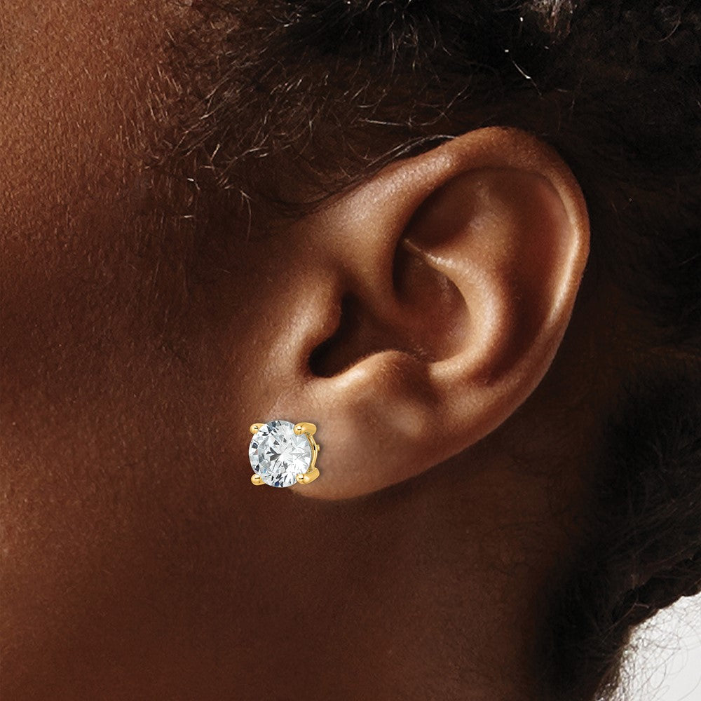 14K Yellow Gold 5 Ctw Certified Lab Grown Diamond Vs+ F+ Round 4 Prong Heavy Wt. Stud Earrings