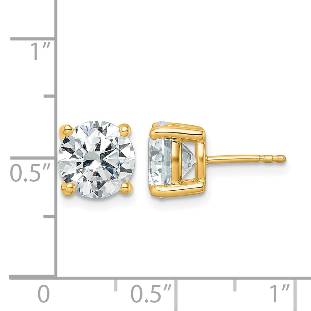 14K Yellow Gold 5 Ctw Certified Lab Grown Diamond Vs+ F+ Round 4 Prong Heavy Wt. Stud Earrings