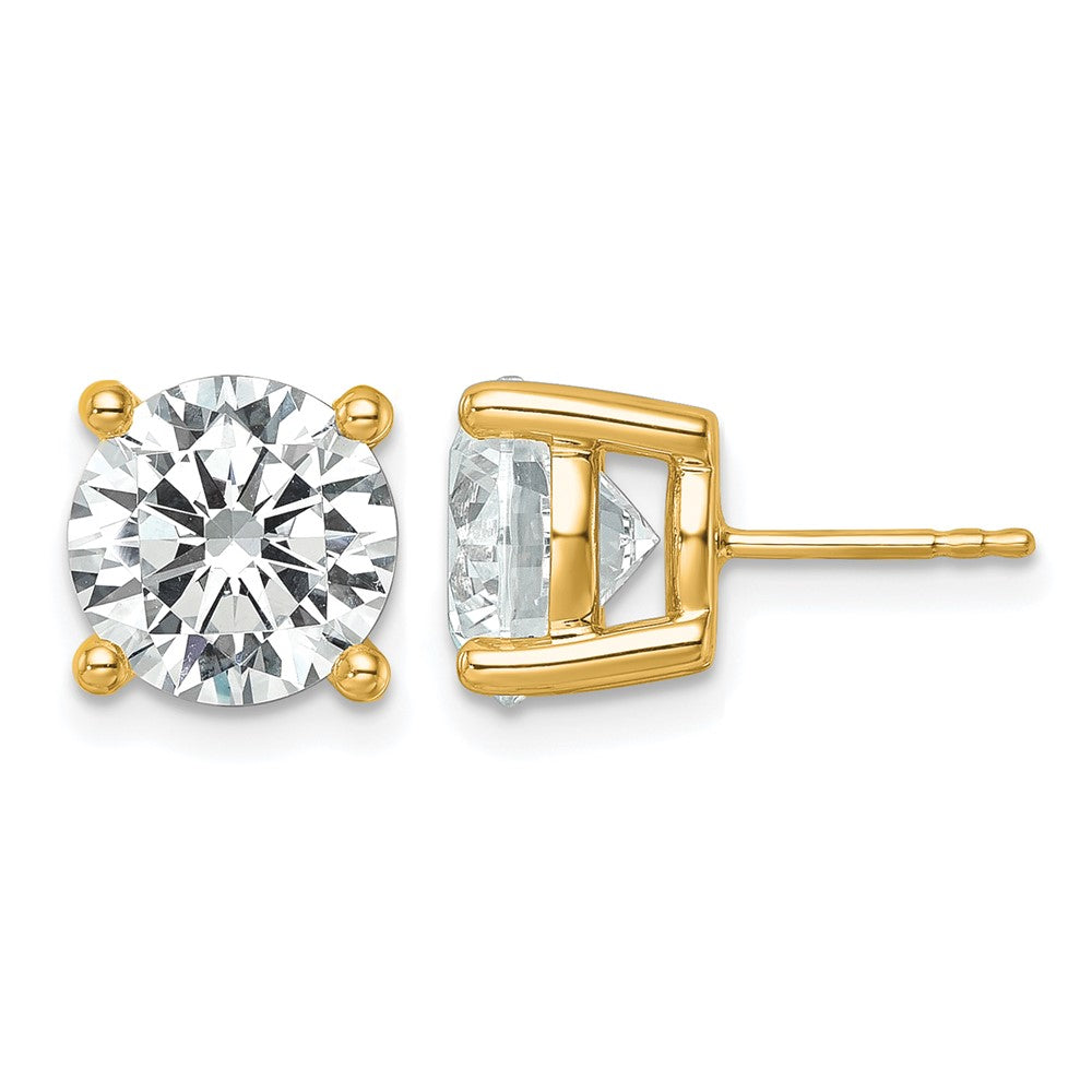 14K Yellow Gold 7 Ctw Certified Lab Grown Diamond Vs/Si+ G+ Round 4 Prong Heavy Wt. Stud Earrings