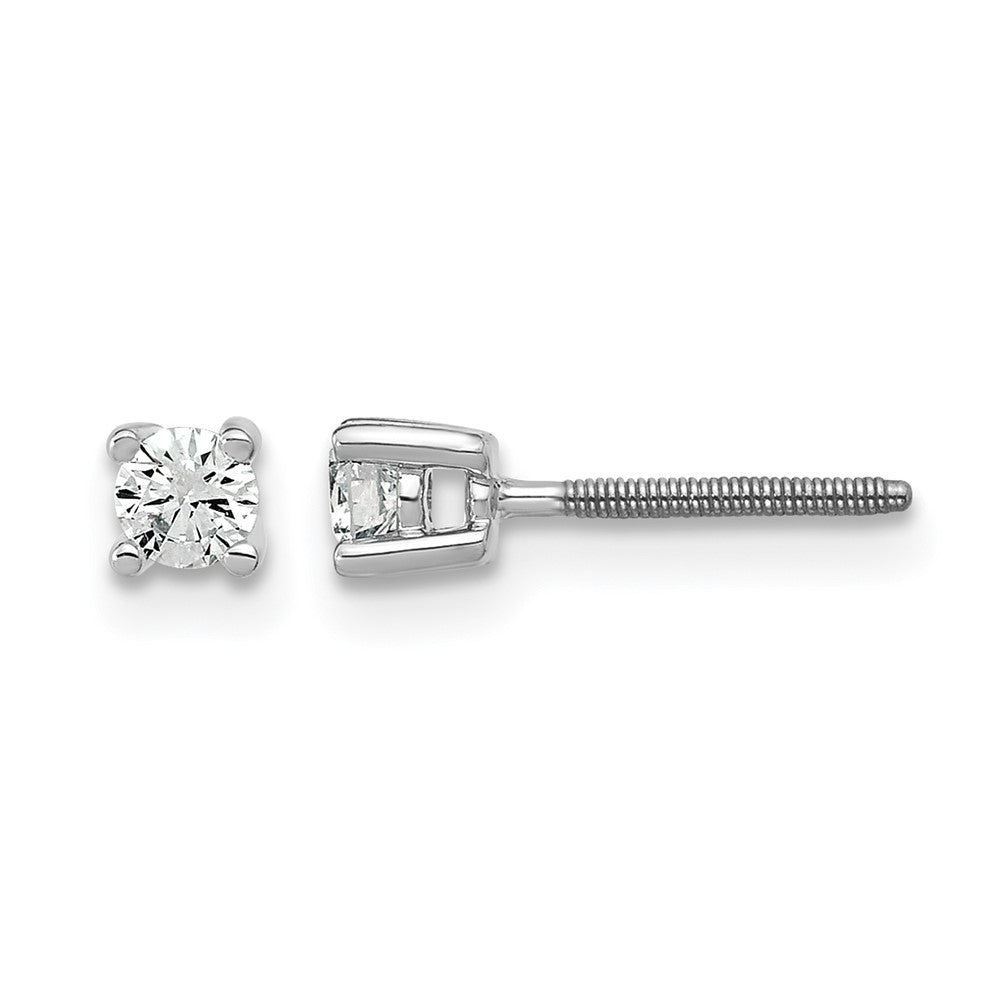 14k White Gold 1/5 Ct. Certified Lab Grown Diamond VS/SI+ G+ Round Four Prong Screwback Stud Post Earrings