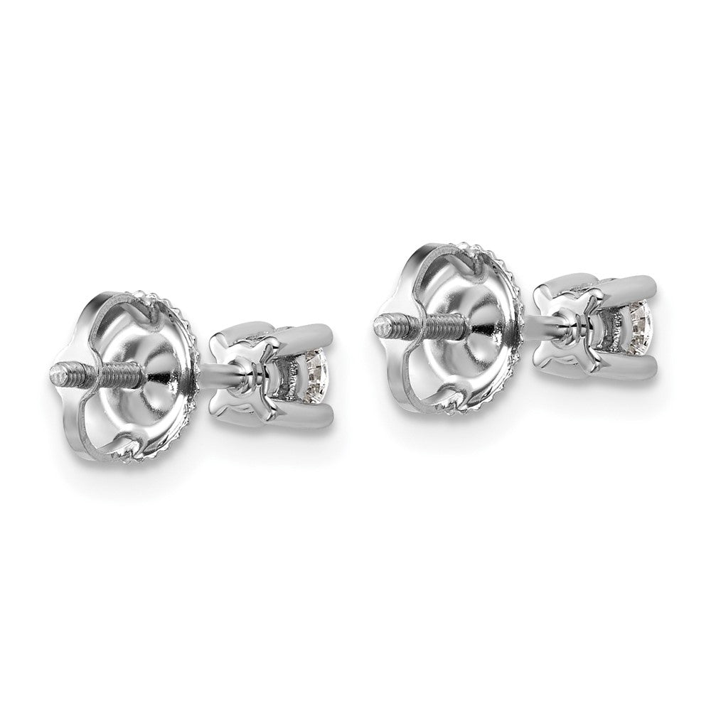 14K White Gold 1/3 Ctw Certified Lab Grown Diamond Vs+ F+ Round 4 Prong Heavy Wt. Screwback Stud Earrings