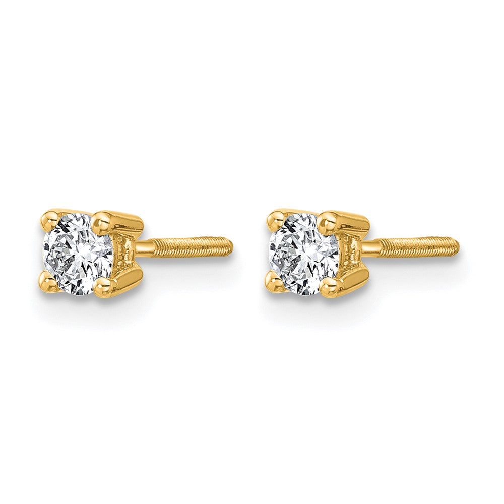 14K Yellow Gold 1/3 Ctw Lab Grown Diamond Vs+ F+ Round 4 Prong Heavy Wt. Screwback Stud Earrings